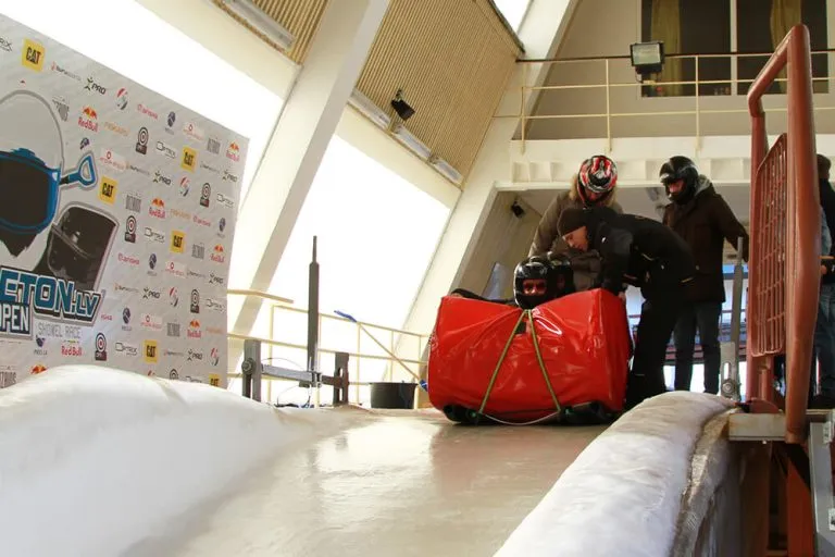 Bobsleigh preparing to slide down