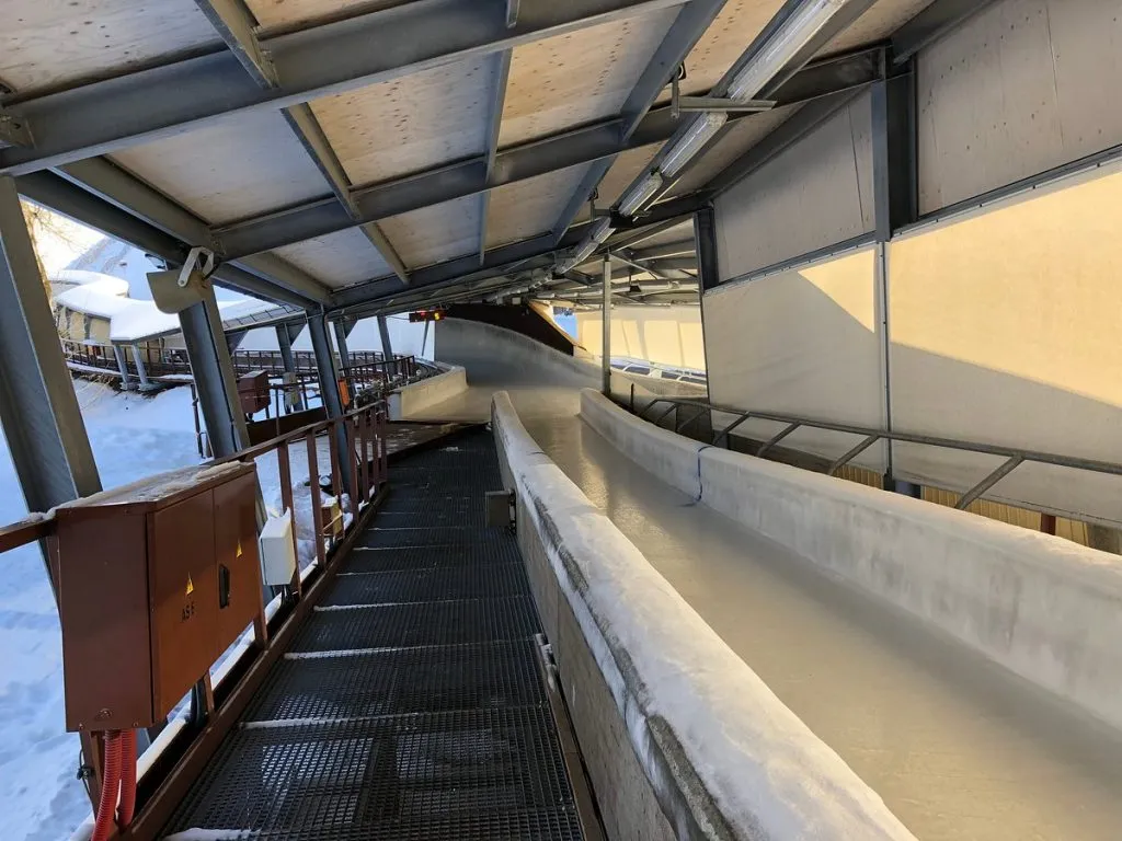 Bobsleigh track in winter