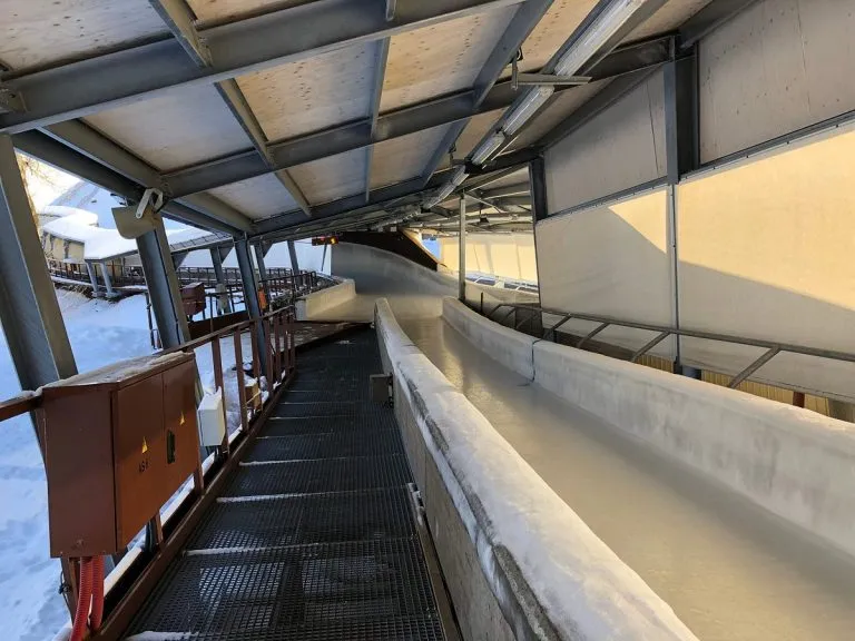 Bobsleigh track in winter