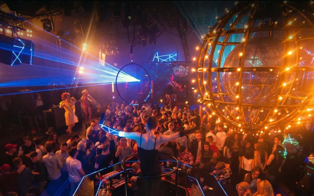 Stag party at a VIP club table in Riga
