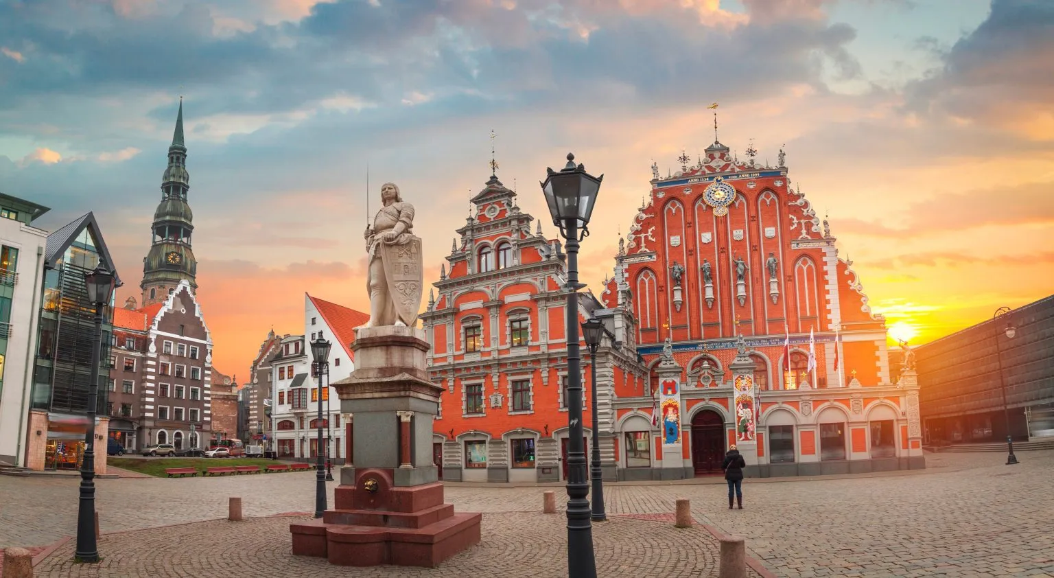 Riga Old Town square with historic buildings