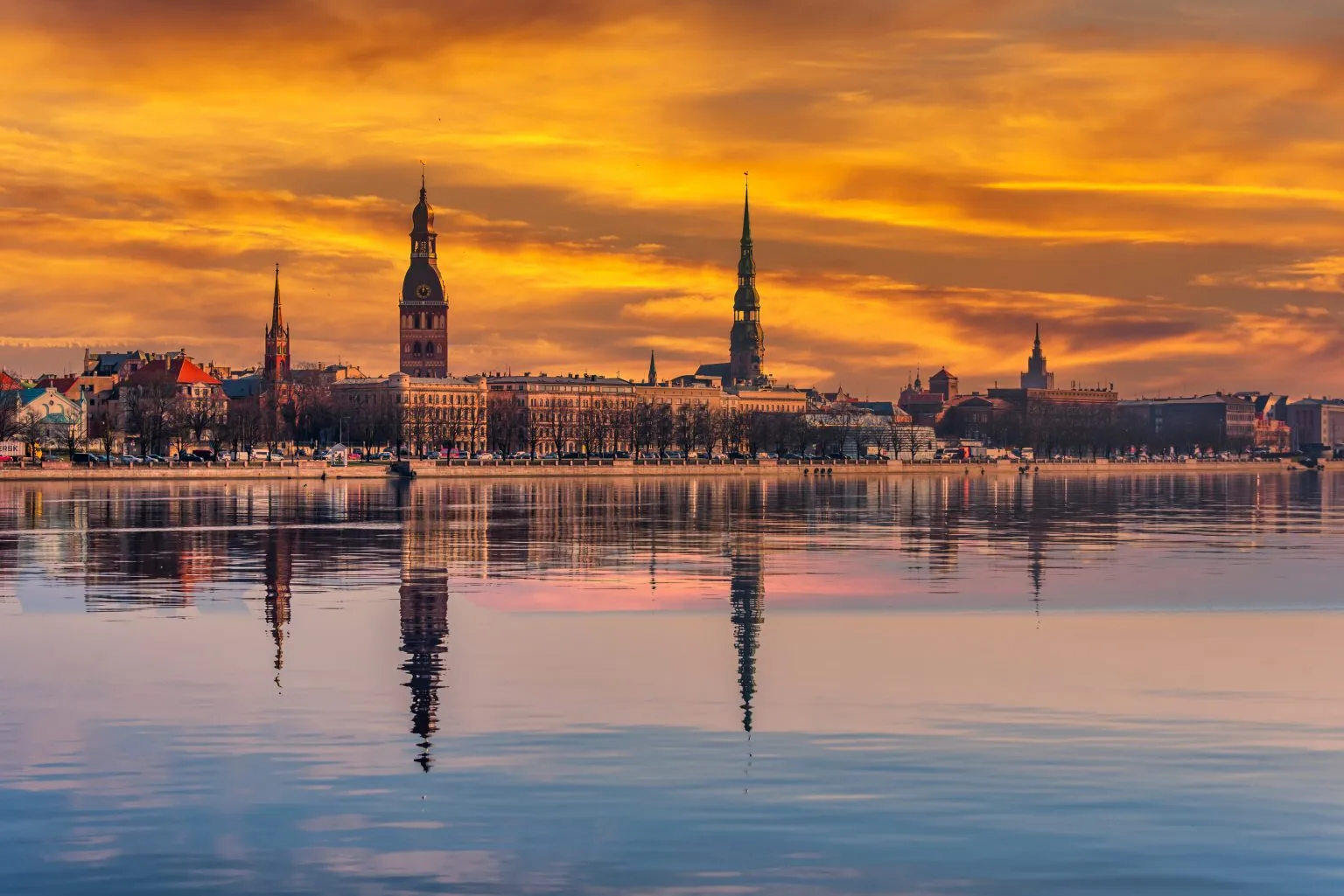 The Daugava river in Riga on a summer day
